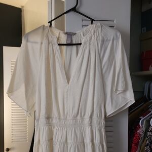 Lightweight Cream Boho Tiered Midi Dress